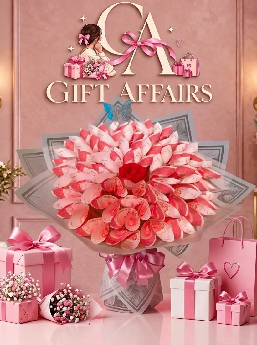 Pink Folded Banknote-Style Bouquet image 1
