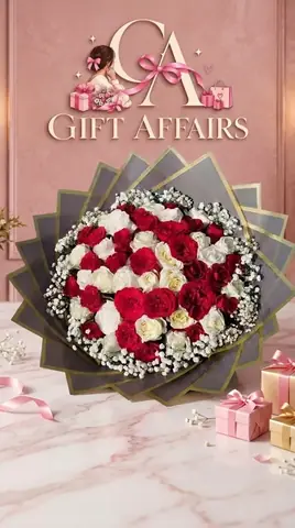 Red & White Rose Heart Bouquet