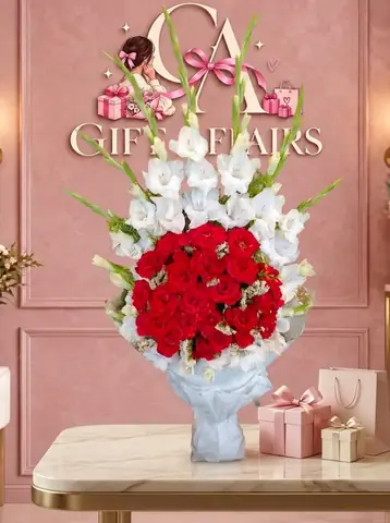 Red Rose & White Wrap Bouquet