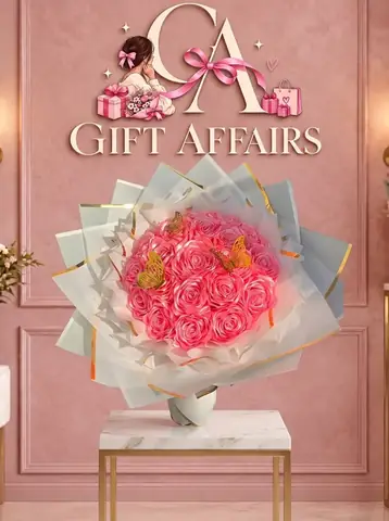 Pink Heart Ribbon Bouquet
