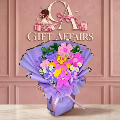 Purple Ribbon Bloom Bouquet